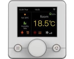 Slimme thermostaat - Digitale regelaar - Boiler temperatuur - Wekelijks programmeerbaar - 2.8 inch display - Zilver