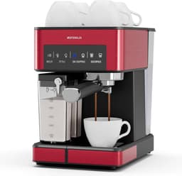 Espressomachine met Melkopschuimer - Koffiezetapparaat - Luxe Koffie Maken - 20 Bar Pompdruk - 1.8 Liter Tank - Rood — thumbnail 1