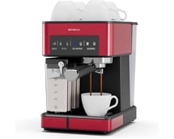Espressomachine met Melkopschuimer - Koffiezetapparaat - Luxe Koffie Maken - 20 Bar Pompdruk - 1.8 Liter Tank - Rood