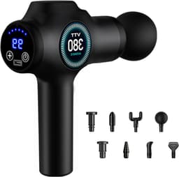 Massagepistool - Spierontspanner - Spierpijn Verlichten - 99 Snelheden 9 Koppen - 20.5 cm - Zwart — thumbnail 1