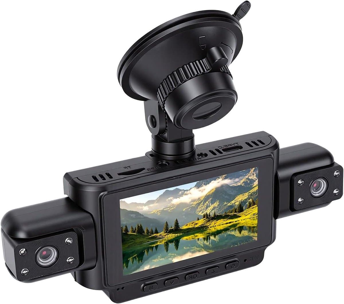 4-kanaals Dashcam - Auto Camera Recorder - Verkeersveiligheid Verbeteren - 360 Graden Dekking - 3 Inch Display - Zwart — afbeelding 1