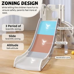 Kinderglijbaan, extra lange glijbaan voor peuters met loophek, opbergruimte en antislip treden, vrijstaand speelset voor binnen en buiten, glijbaanlengte voor peuters van 1–6 maanden — thumbnail 2