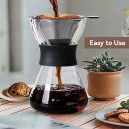 Dailygoods- Koffiepot 400 ml - Glazen Koffiezetapparaat - Herbruikbaar Filter Roestvrij Staal - Handmatige Koffiedruppelaar - Borosilicaatglas - Gepersonaliseerde Koffie — thumbnail 3