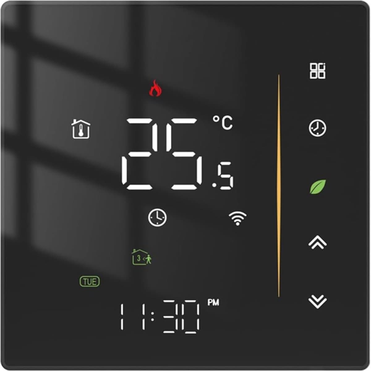 Digitale Thermostaat - Temperatuurregelaar Vloerverwarming - Slim Verwarmen - App en Spraakbediening - 88x88x38 mm - Zwart — afbeelding 1
