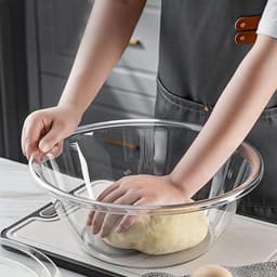 Roestvrijstalen Mengkom - Kneedkom Ingrediënten - Deeg Keren Mengen - Transparant Ontwerp - Grote Maat - Zilver — thumbnail 5