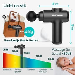 SnelShoppen - Mini Massage Gun, Stille Massageapparaat met 30 Snelheden, 12 Opzetstukken voor Diepe Weefselmassage, Spierherstel, Ontspanning, Voor Ru — thumbnail 4