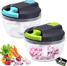 Handmatig hakmolen-520 ml Mini Uienhakker-Uiensnijder Keuken-3 Roestvrijstalen Messen-Groentesnijder-2 stuks — thumbnail 4
