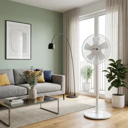 Staande Ventilator - Vloer Ventilator - Ruimte Koelen - 5 Krachtige Bladen - 40 Watt - Wit — thumbnail 5