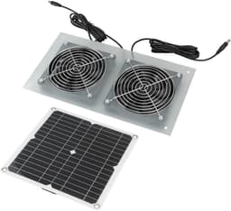Zonnepaneel Ventilator Set - Dubbele Ventilatie - Ventilatie Buiten - Stille Waterdichte Motor - 33 x 33 x 5 cm — thumbnail 4