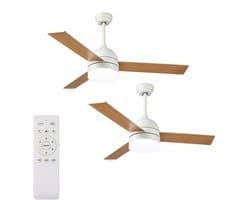 Oraymin Set van 2 LED Plafondventilator met Lamp 18W - Dimbaar - Afstandsbediening - 6 Snelheden - Energieklasse B — afbeelding 1