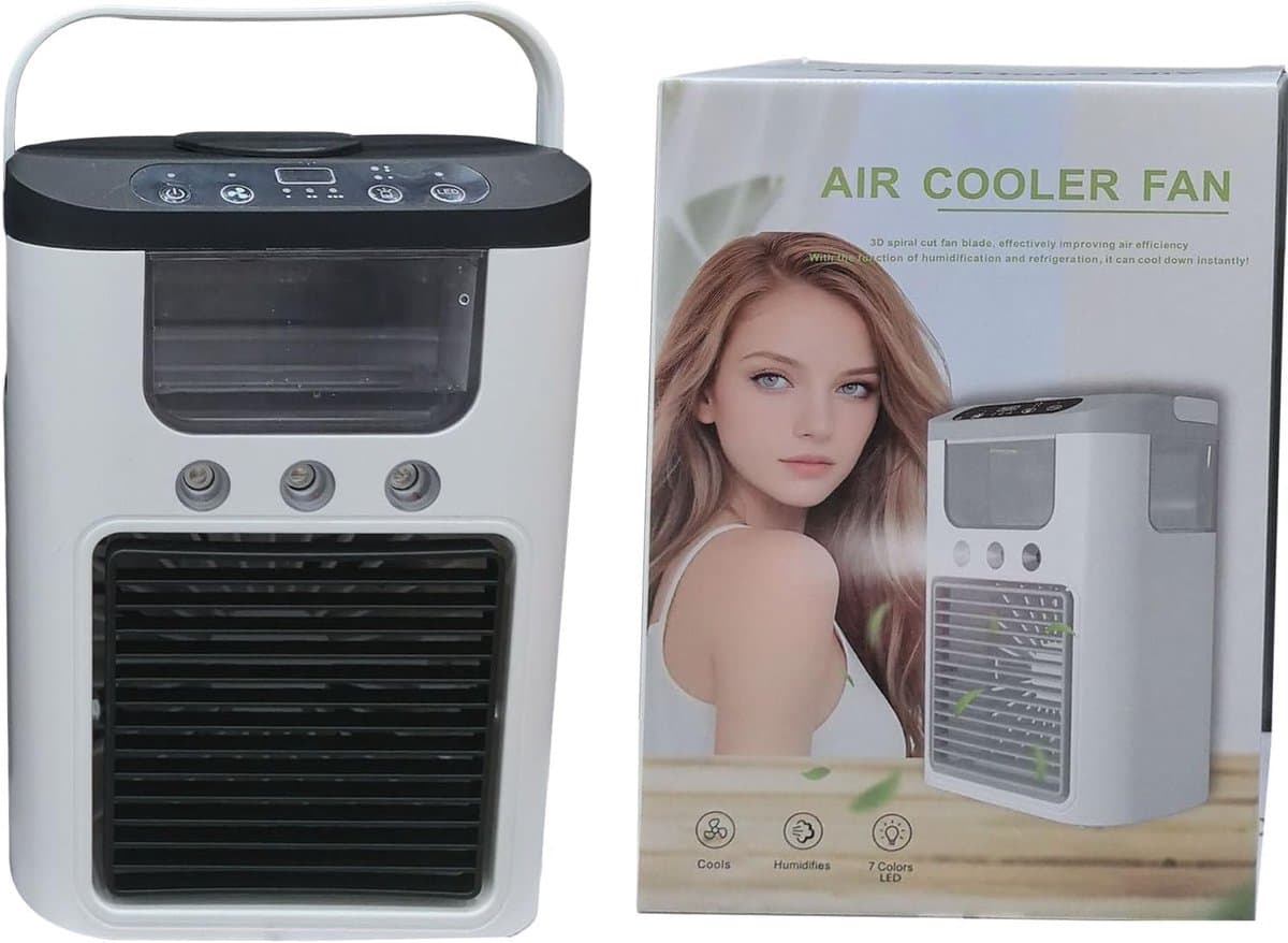 Luchtkoeler Ventilator - Persoonlijke Airco - Bureau Verkoeling - Drie Snelheden - 23.5x10.5x23.5 cm - Zwart — afbeelding 1