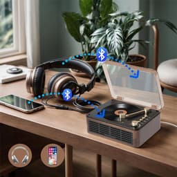 Retro CD-speler met Bluetooth-luidspreker, FM-radio en AUX-ingang, geschikt voor telefoon, laptop, tablet, tv en computer — thumbnail 3