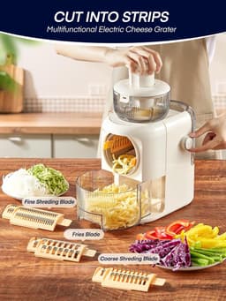 Elektrische Rasp - Keukenmachine Hakker - Maaltijden Bereiden - 6 Snelwissel Messen - 1.8L Container - Beige — thumbnail 4