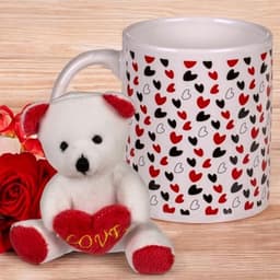 Mok met Hart en Pluche Teddybeer - 380 ml Koffiemok, Theebeker, Aardewerk Handvat, Souvenir voor Verliefden — thumbnail 5