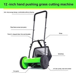 Gazonveger - Duwveger Grasvanger - Gazon Onderhouden - 5-Bladige Duwhaspel - 12 inch - Groen — thumbnail 5