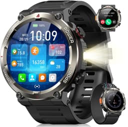 Blackview horloge heren - sporthorloge - smartwatches - outdoor smartwatch - horloge - polshorloges dames - W50Pro - Bluetooth -rugged army smartwatch- sport horloge - IP68 waterdicht- belfunctie - zaklamp - iOS & Android - zwart — thumbnail 1