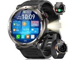 Blackview horloge heren - sporthorloge - smartwatches - outdoor smartwatch - horloge - polshorloges dames - W50Pro - Bluetooth -rugged army smartwatch- sport horloge - IP68 waterdicht- belfunctie - zaklamp - iOS & Android - zwart