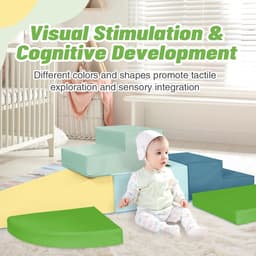 Set van 6 Schuimrubberen Klimblokken voor Kinderen: PU-leer Zachte Klimspeelgoed Speelset voor Kleine Kinderen - Montessori-speelgoed Grove motoriek Dubbele Ladderset — thumbnail 2