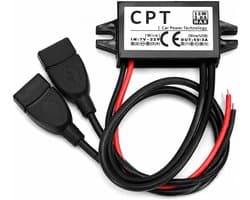 Thijox - 12 V USB-adapter, 12 V naar 5 V DC DC converter - Dual USB Step Down converter 5 V 3 A 15 W voor auto, motorfiets, boot, camper, GPS, dashcam