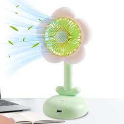 Bureauventilator met Nachtlampje - Persoonlijke Ventilator - Verkoeling aan Bureau - Stille Werking Bloemenpatroon — thumbnail 4