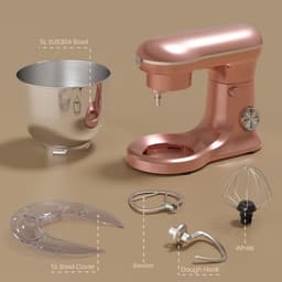 Keukenmachine - Mixer Keuken - Bakken Thuis - Krachtige 1500W Motor - 5 Liter Kom - Roze — thumbnail 2