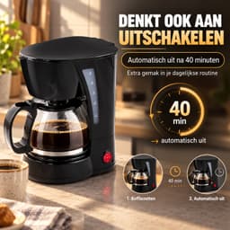Koffiezetapparaat Filterkoffie - Compact Koffiemachine met Warmhoudfunctie - Herbruikbaar Filter - 1–2 Personen — thumbnail 2