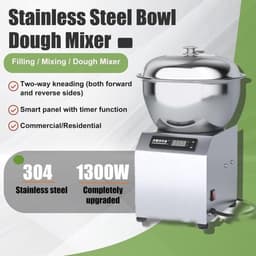 Spiraal Deegmachine - Deegmenger - Brood Pizza Bereiden - Dubbele Rotatie Kneden - 8 kg Capaciteit - Zilver — thumbnail 2