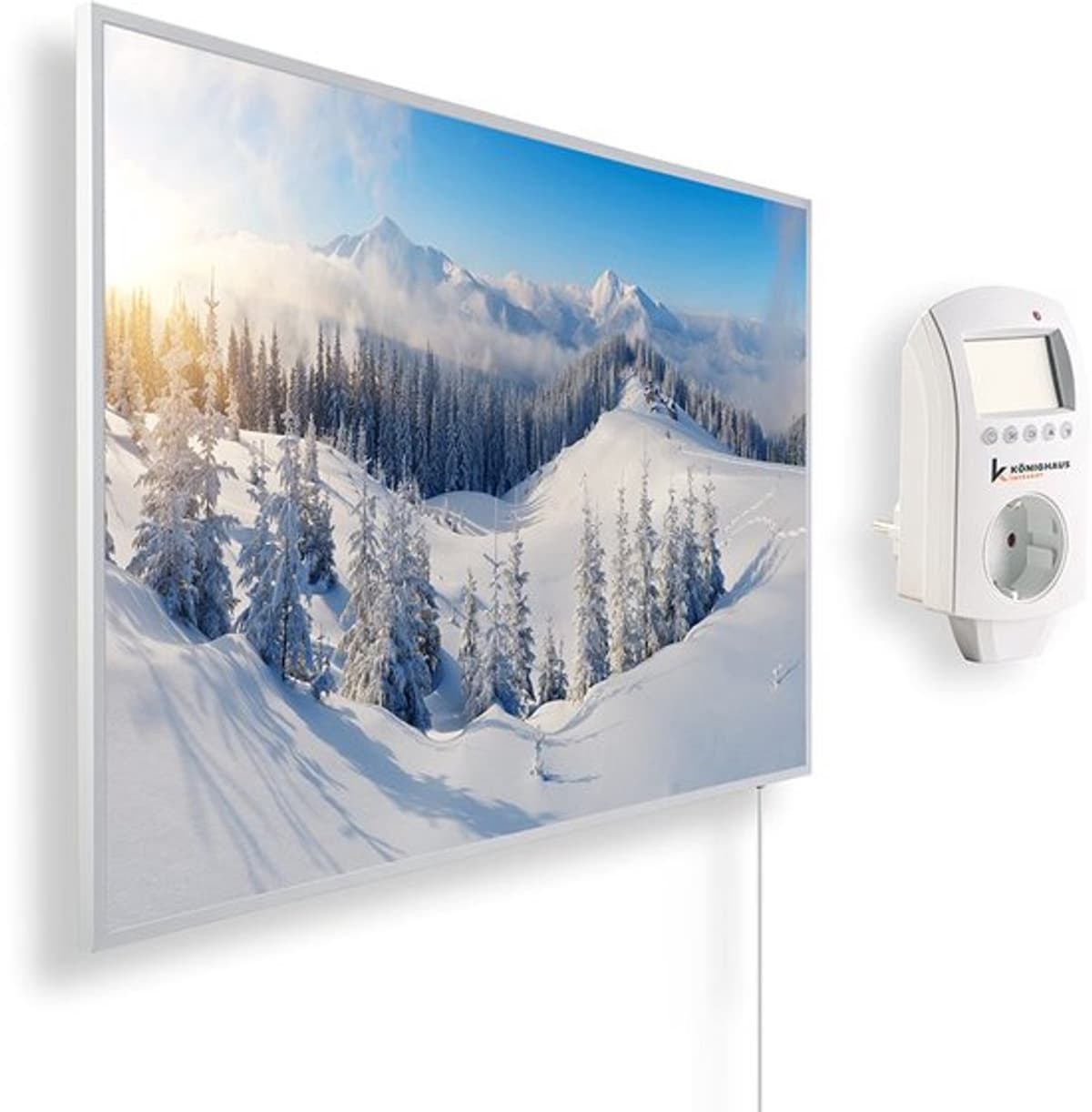 Infrarood Beeldverwarming 300 Watt - Sneeuwlandschap Motief - 1,8 x 50 x 60 cm - Elektrisch - Voor Binnen - Met Smart Thermostaat — afbeelding 1
