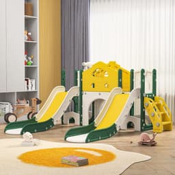Glijbaan voor kleine kinderen, speelplaats met 2 glijbaan, telescoop, tunnel, trap, glijbaan, speelset voor kinderkamer, speelplaats, cadeau — thumbnail 1