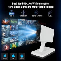 Mini Beamer - 150 ANSI Lumen Wifi6 Bluetooth 5.0 - 1280 x 720 Resolutie - LCD - Draagbaar - Thuisbioscoop — thumbnail 4