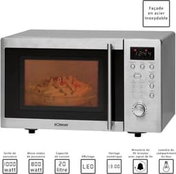 Magnetron met grill - Compacte oven - Snel eten bereiden - 8 automatische programma's - 20 liter inhoud - Zilverkleurig — thumbnail 3