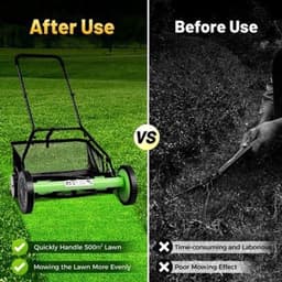 Handgrasmaaier – Handmaaier – Kooimesmaaier – Duwgrasmaaier – Gazonmaaier – 50,8 cm Maaibreedte – 9 Instelbare Maaihoogtes – 65-Mangaan Stalen Messen – Met Opvangzak – Groen — thumbnail 1