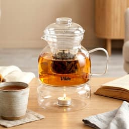 Glazen theepot 1.5L met infuser en waxinelichtje houder — thumbnail 4