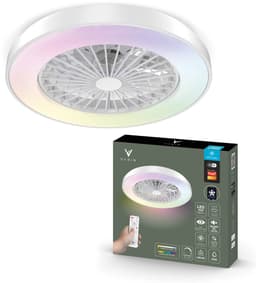 Varin® Smart Ventilator met verlichting - Wit - Tuya Wifi - LED 30W RGBW - Ø 50cm - Super stil - Afstandsbediening smart lamp - Plafondlamp slaapkamer - Plafonniere woonkamer - Plafondlampen - Plafond lamp - Verlichting kinderkamer - Ventilator — thumbnail 1