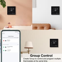 thermostaat WiFi voor elektrische vloerverwarming met sonde, Compatibel met Alexa, programmeerbare kamerthermostaat Smart APP & stembediening 16A Zwart — thumbnail 3