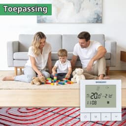 Digitale touch-thermostaat voor vloerverwarming met water (3 A), compatibel met ronde behuizing van 60 mm, programmeerbaar, bediening van actuators en ventielen, 230 V AC, niet geschikt — thumbnail 4
