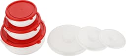 3-delig Magnetron Servies Set Rood/Wit — thumbnail 1