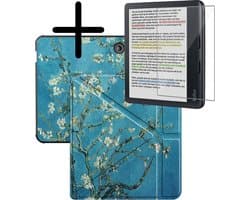 Hoes Geschikt voor Kobo Libra Colour Hoesje Bookcase Cover Hoes Trifold Met Screenprotector - Hoesje Geschikt voor Kobo Libra Colour Hoes Cover Case - Bloesem
