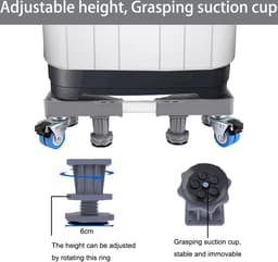 Onderstel voor wasmachine met wielen, wasmachinebasis met 4 poten + 4 wielen, verstelbare mobiele houder voor wasmachine, droger en koelkast, instelbare lengte 41 tot 64 cm — thumbnail 5
