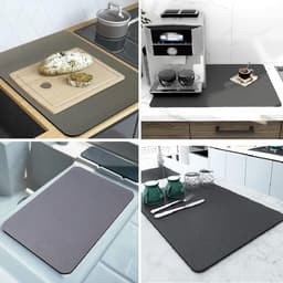 Mat voor aanrecht - 406 x 60 cm - verbergt vlekken - antislip rubberen achterkant - absorberende afwasdroogmat - koffiebar accessoires - past onder koffiepot - espressomachine. — thumbnail 2