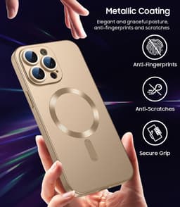 AziLine Magnetische Premium Goud Hoes voor iPhone 16 Pro Max – Stijlvolle Bescherming met Ingebouwde MagSafe en Camera Lens Bescherming Geschikt voor Apple iPhone 16 Pro Max — thumbnail 4