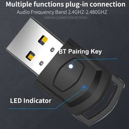 Provium Bluetooth 5.0 audio adapter transmitter - draadloze headset 3.5mm aux verbinding - voor o.a. laptop - PS4 en headset - zwart — thumbnail 3