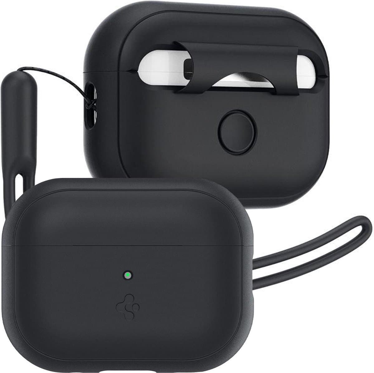 Spigen Silicone Fit Strap Case hoesje geschikt voor AirPods Pro - zwart — afbeelding 1