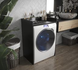 Wasmachinekast Bovenbouwkast voor Droger en Wasmachine - Mat Zwart — thumbnail 2