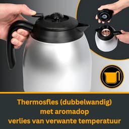 Koffiezetapparaat met Thermoskan - Koffiezetapparaat voor 10 Kopjes - Anti Drup - 1L - RVS — thumbnail 5
