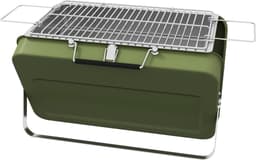 Kofferbarbecue, mini-houtskoolbarbecue, opvouwbaar, met houtskoolbak en asopvangbak, metalen behuizing, groen — thumbnail 1