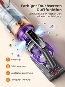 Draadloze Stofzuiger - Steelstofzuiger Krachtig - Huis Reinigen - 600W 50KPA Zuigkracht - 65 Min Looptijd - Paars — thumbnail 4