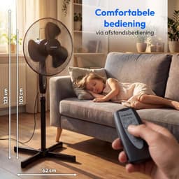 Tafelventilator - Staande ventilator - Ruimte Koelen - Met Afstandsbediening - 36 cm - Zwart — thumbnail 5