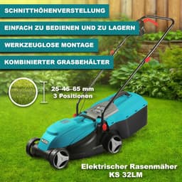 Elektrische Grasmaaier - Grastrimmer - Gazon Onderhoud - Lichtgewicht Kunststof - 32 cm Snijbreedte - Zwart — thumbnail 2