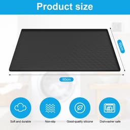 Wasmachine Cover 60x60 cm - Antislip Mat - Waterdicht en Flexibel - Geschikt voor Droger en Koelkast — thumbnail 3